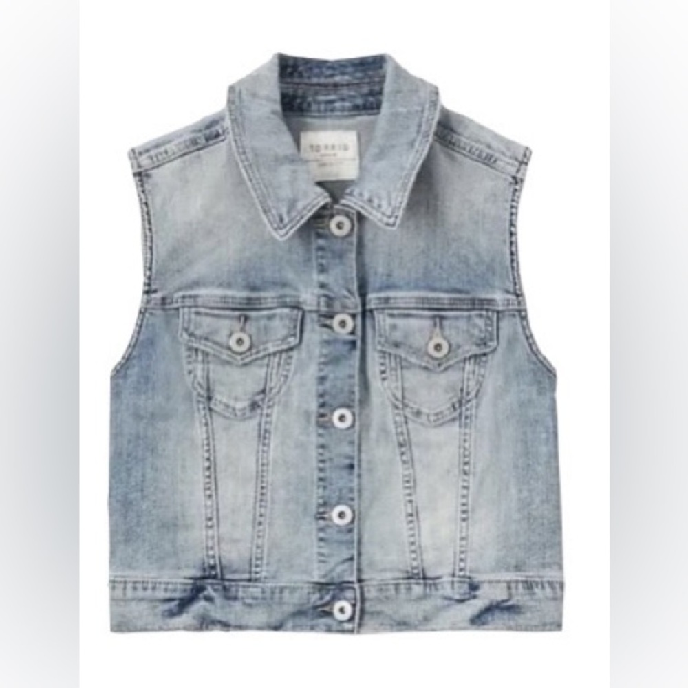 Crop Denim Vest - Light Wash